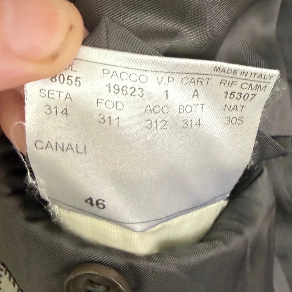 Canali Siena 2 Piece Suit Mens 46R Charcoal Grey Wool 2-Button Modern Made Italy